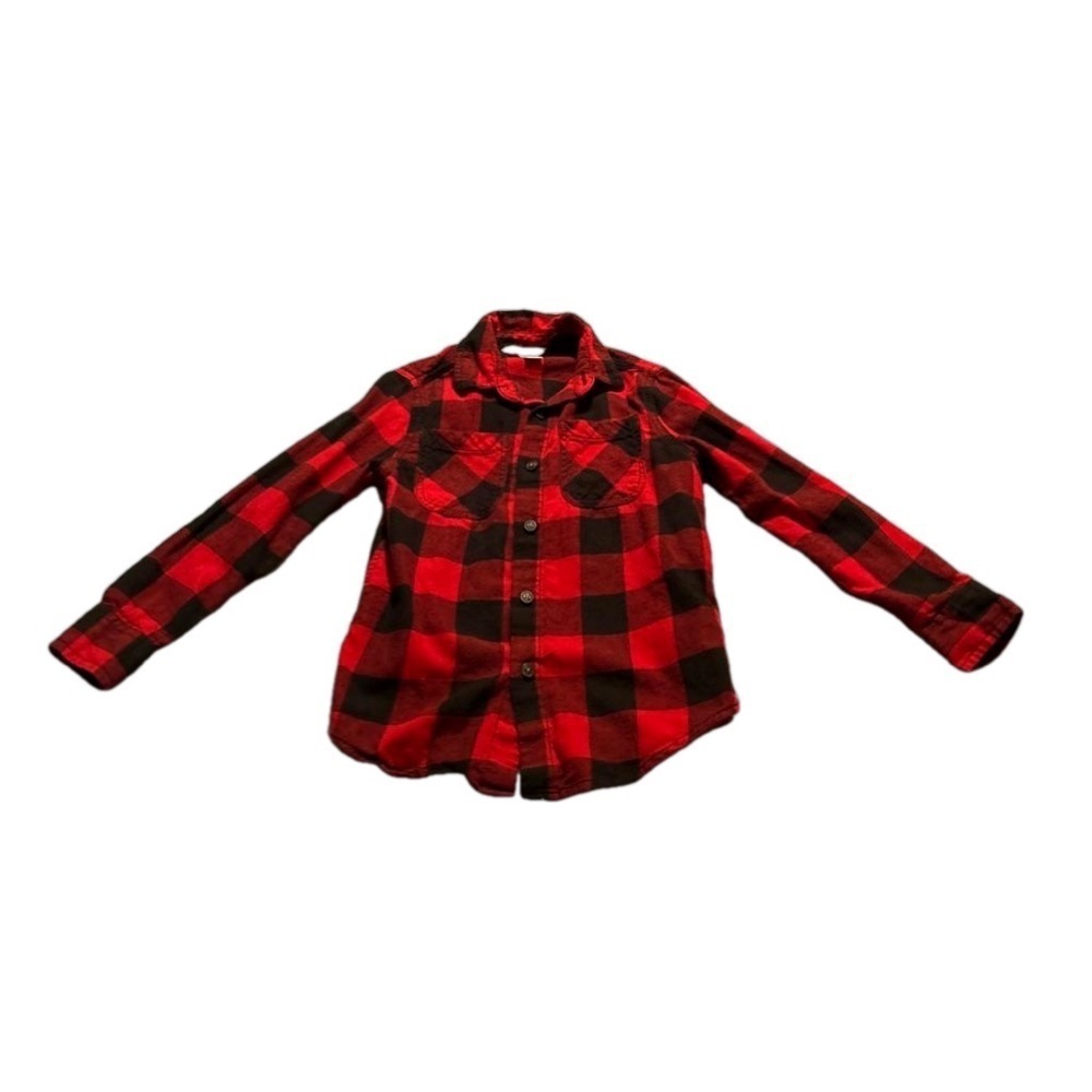 Joe Fresh Red and White Plaid Flannel Shirt Size 6